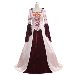 Robe médiévale rose élégante Cosplay avec capuche - Robe de bal sur mesure en satin/velours