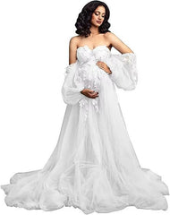 2025 Hot Selling Maternity Cosplay V-Neck Sheer Mesh Dress for Photo Shoots - Multiple Colors Available