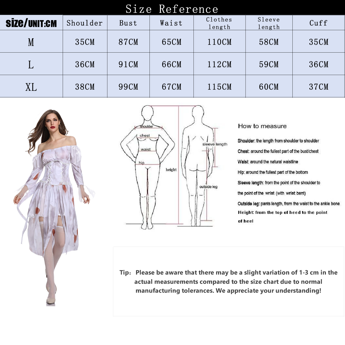 Halloween Ghost Bride Dress – Elegant Gothic Cosplay Costume for Women - Halloweez