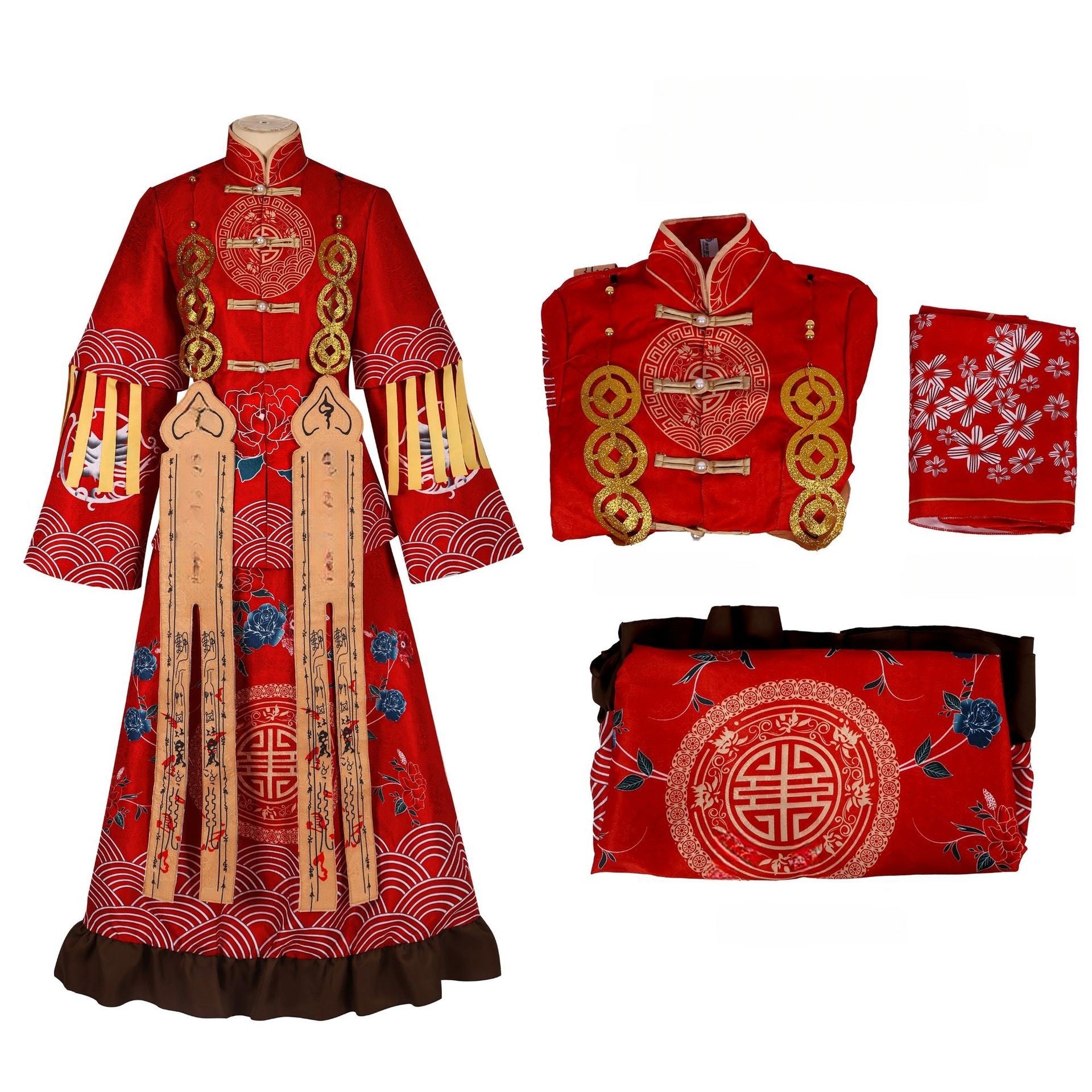 Fifth Personality cos Paper Bride Linkage 2D Anime Costume Halloween Ghost Bride Cosplay Costume Full Set - Halloweez