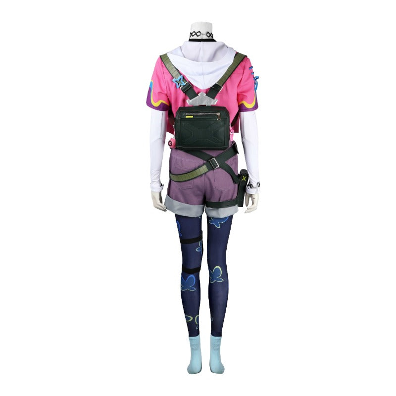 Tenue de cosplay d'Halloween Clove - Manteau rose, chemise, pantalon pour costume de jeu pour femme