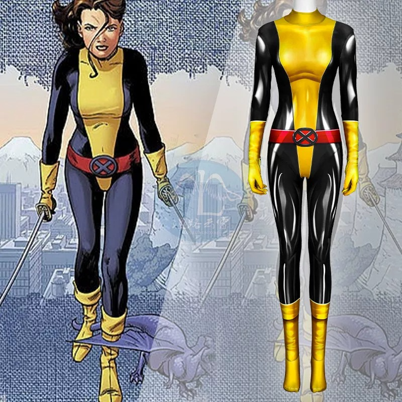 Marvel X-Men Shadowcat Comic Version Jumpsuit, Kitty Pryde Female Cosplay Tight Bodysuit, Halloween Carnival Comic-Con Costume - Halloweez