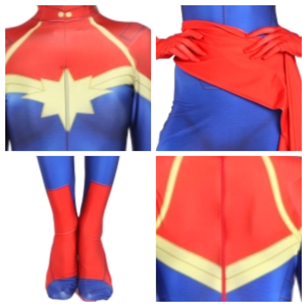 Halloween Captain Marvel Cosplay Costume for Kids and adult - Movie Role-Playing Bodysuit - Halloweez