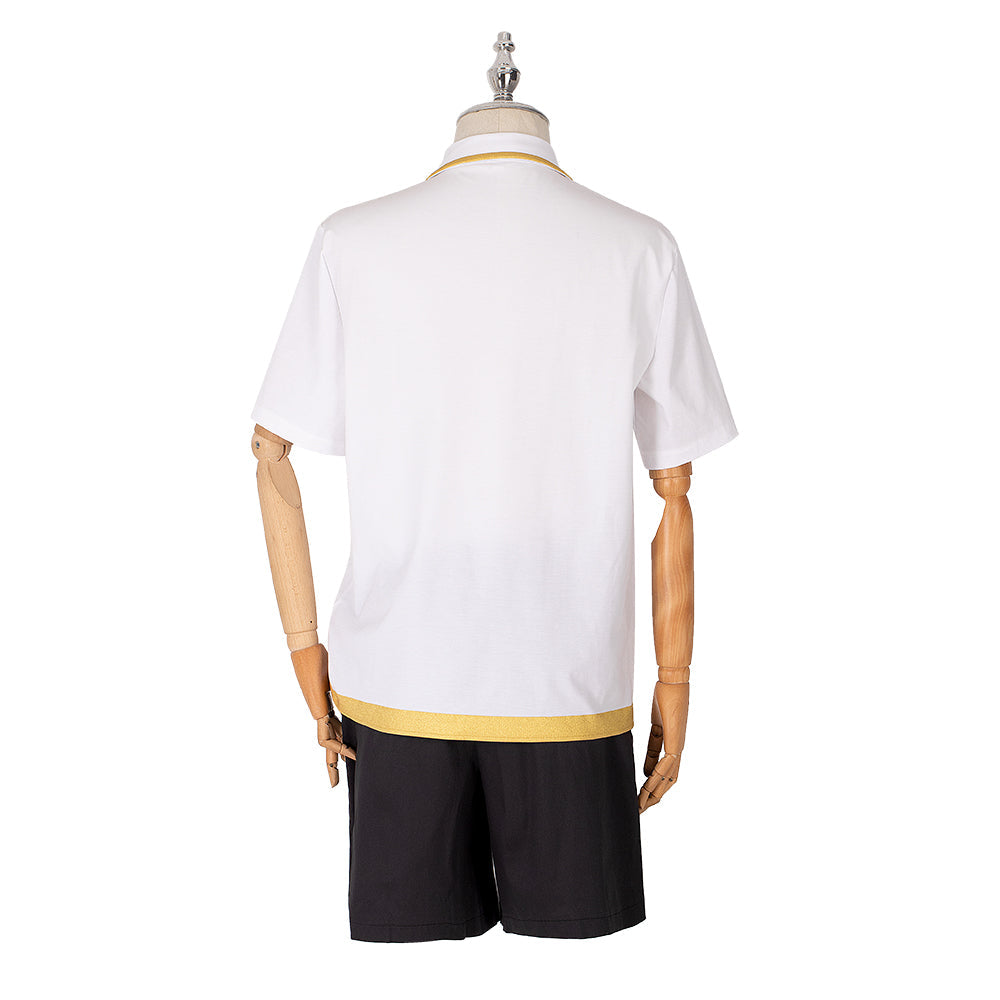 Elegante disfraz de cosplay de Halloween: camiseta blanca y pantalones cortos negros de anime Light And Night Jesse