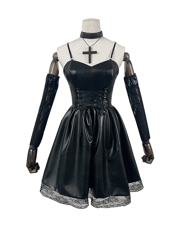 Death Note Misa Amane Black Suspender Skirt Halloween Lolita Dress Set - Cosplay Costume