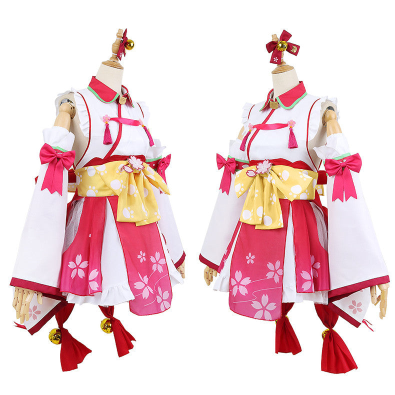 Vtuber Sakura Miko Cosplay Costume Anime Wide Sleeve Kimono Outfit - Halloweez