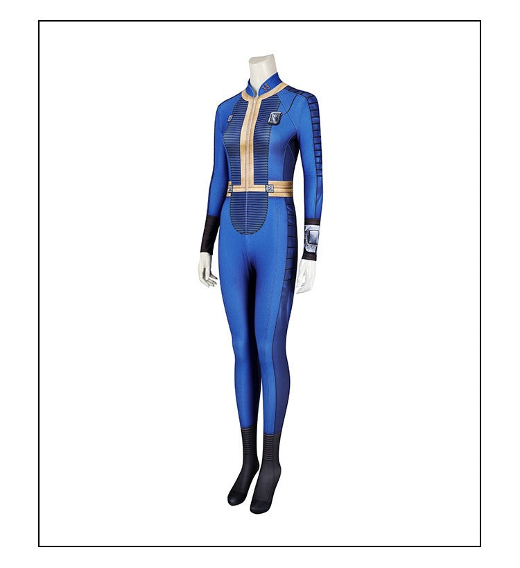 Male Vault Jumpsuit Cosplay from Fallout TV Series, Slim Fit Stretch Bodysuit for Cosplay - Halloweez