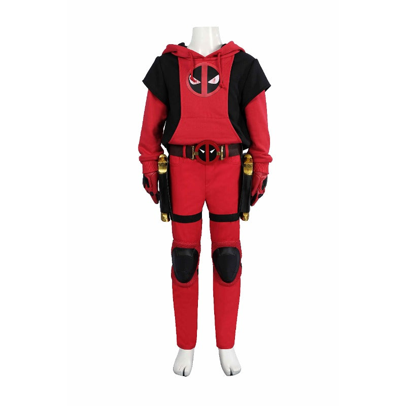 Halloweez Deadpool 3 Wade Winston Wilson Cosplay Hoodie Suit for Kids & Adults