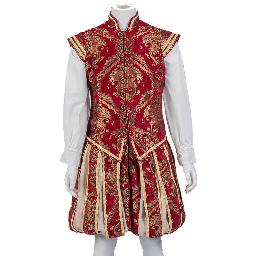 15th Century Renaissance Tudor Prince Costume - Luxurious Embroidered Vest & Pants Full Set - Coscosmos