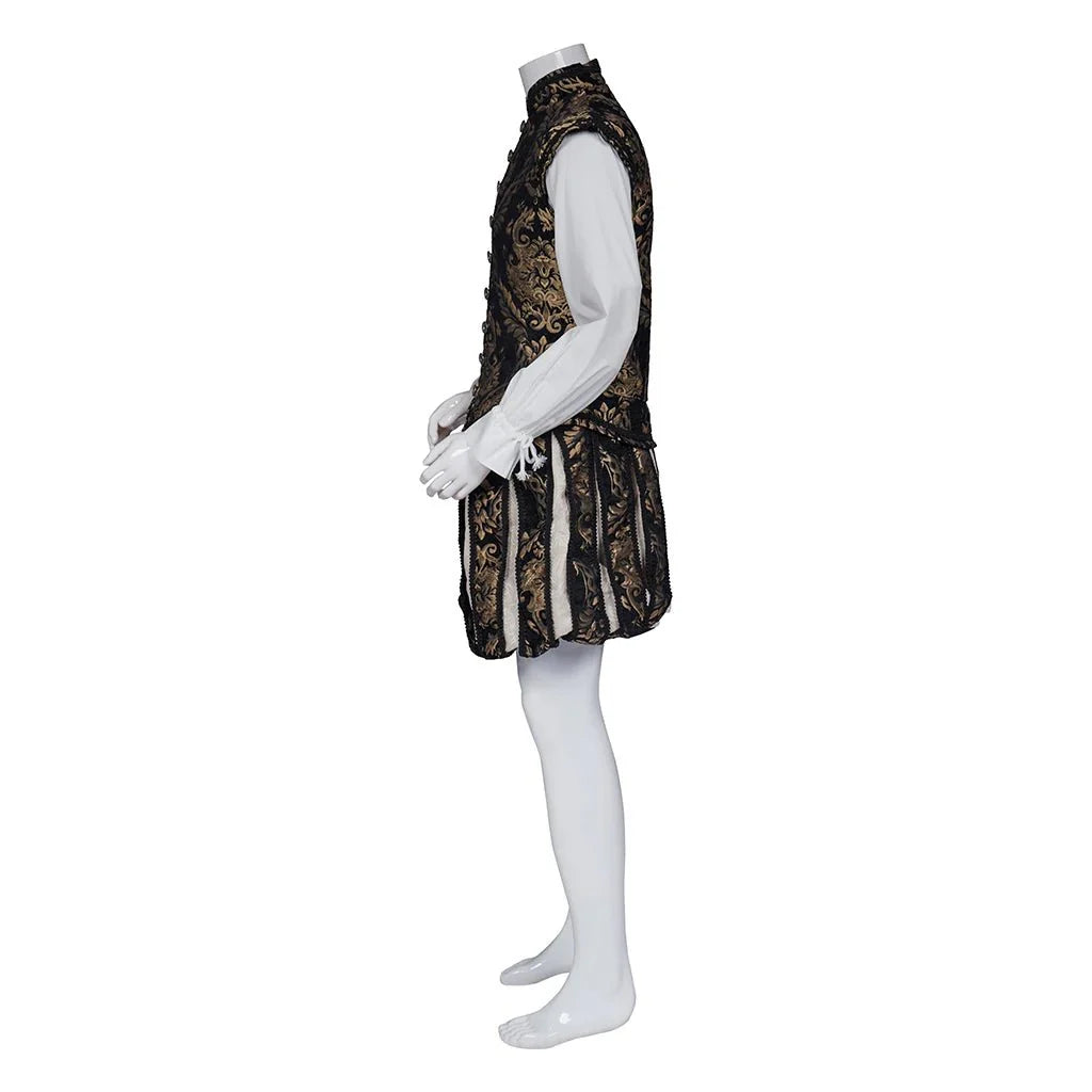 15th Century Renaissance Tudor Prince Costume - Luxurious Embroidered Vest & Pants Full Set - Coscosmos