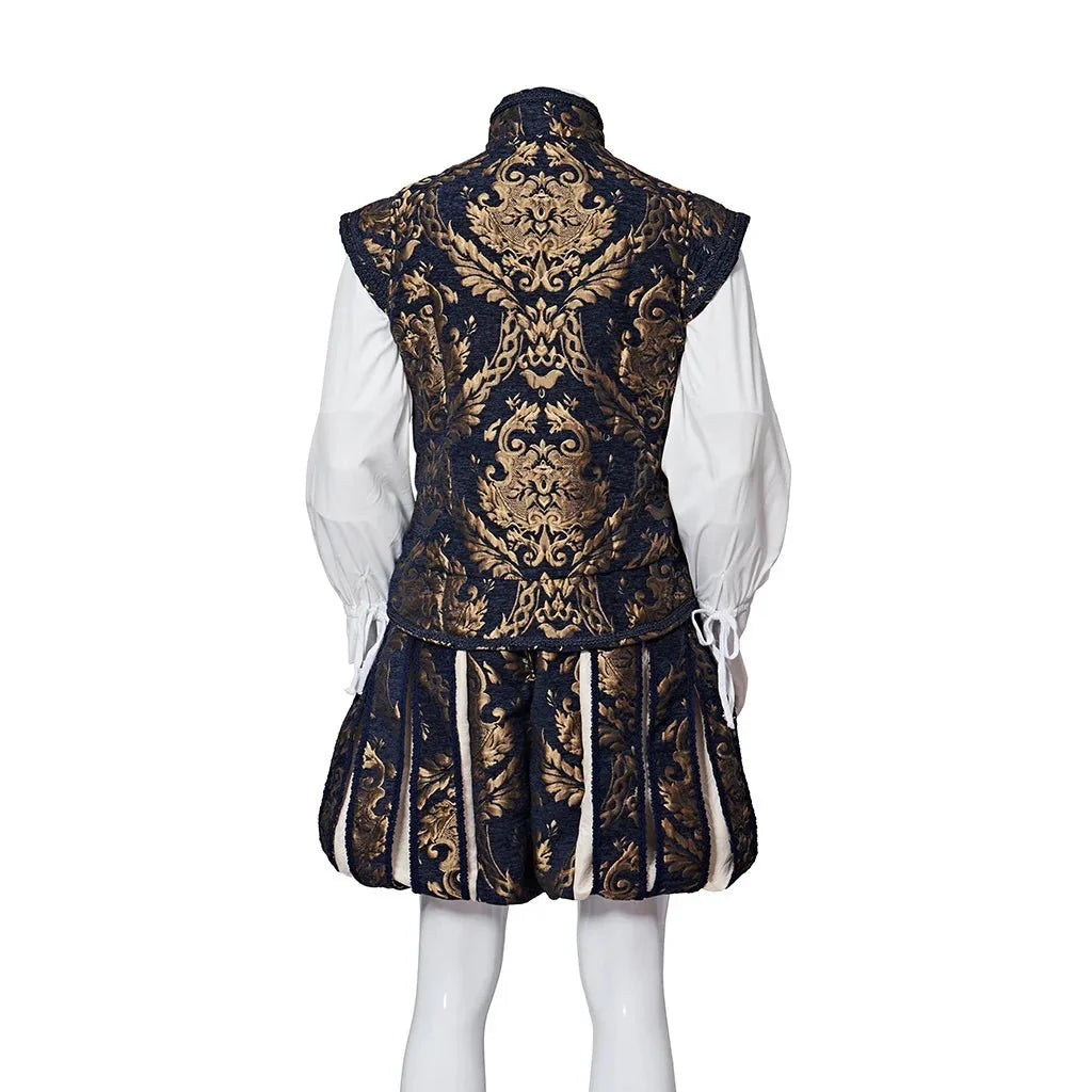 15th Century Renaissance Tudor Prince Costume - Luxurious Embroidered Vest & Pants Full Set - Coscosmos