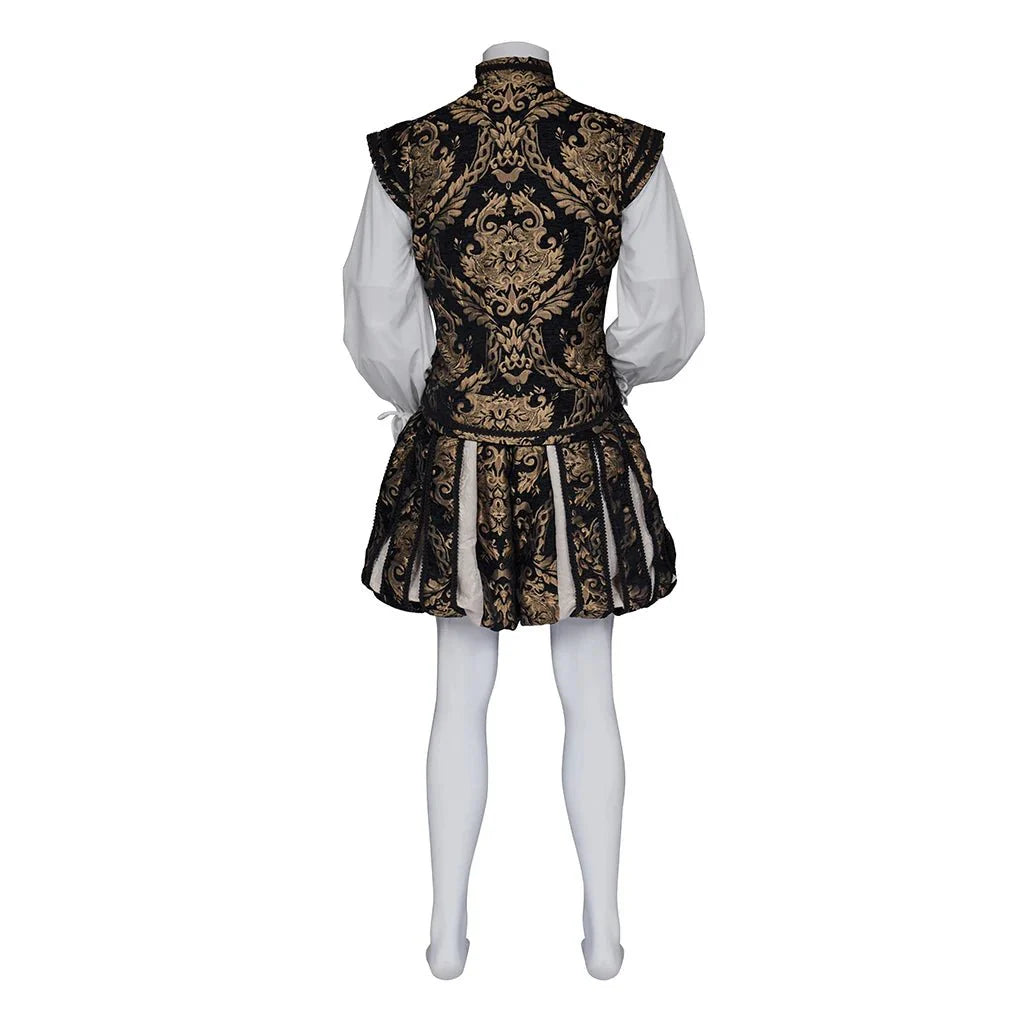 15th Century Renaissance Tudor Prince Costume - Luxurious Embroidered Vest & Pants Full Set - Coscosmos