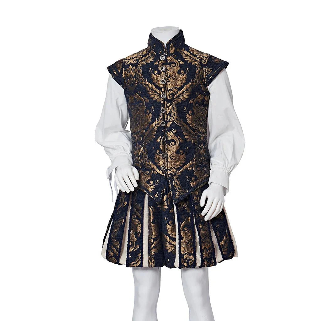 15th Century Renaissance Tudor Prince Costume - Luxurious Embroidered Vest & Pants Full Set - Coscosmos