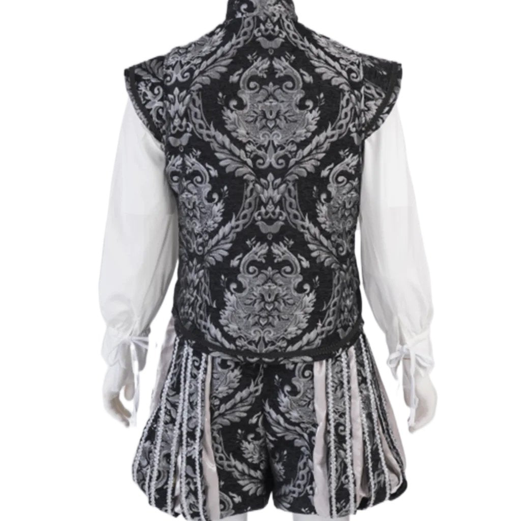 15th Century Renaissance Tudor Prince Costume - Luxurious Embroidered Vest & Pants Full Set - Coscosmos