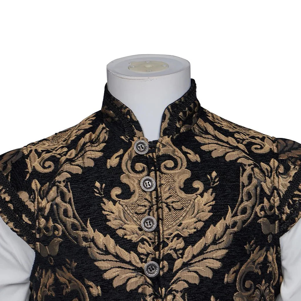 15th Century Renaissance Tudor Prince Costume - Luxurious Embroidered Vest & Pants Full Set - Coscosmos