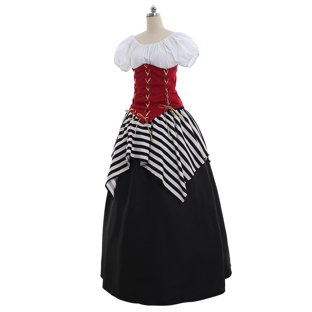 Stylish Red Black Renaissance Corset - Perfect for Pirate & Victorian Themed Parties