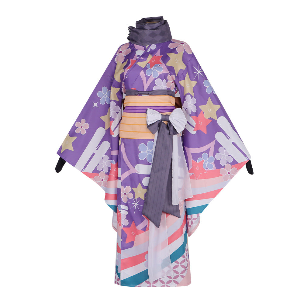 Magical Girl Madoka Cosplay Costume Homura Akemi Japanese Yukata Kimono Anime Role Play Outfit - Halloweez