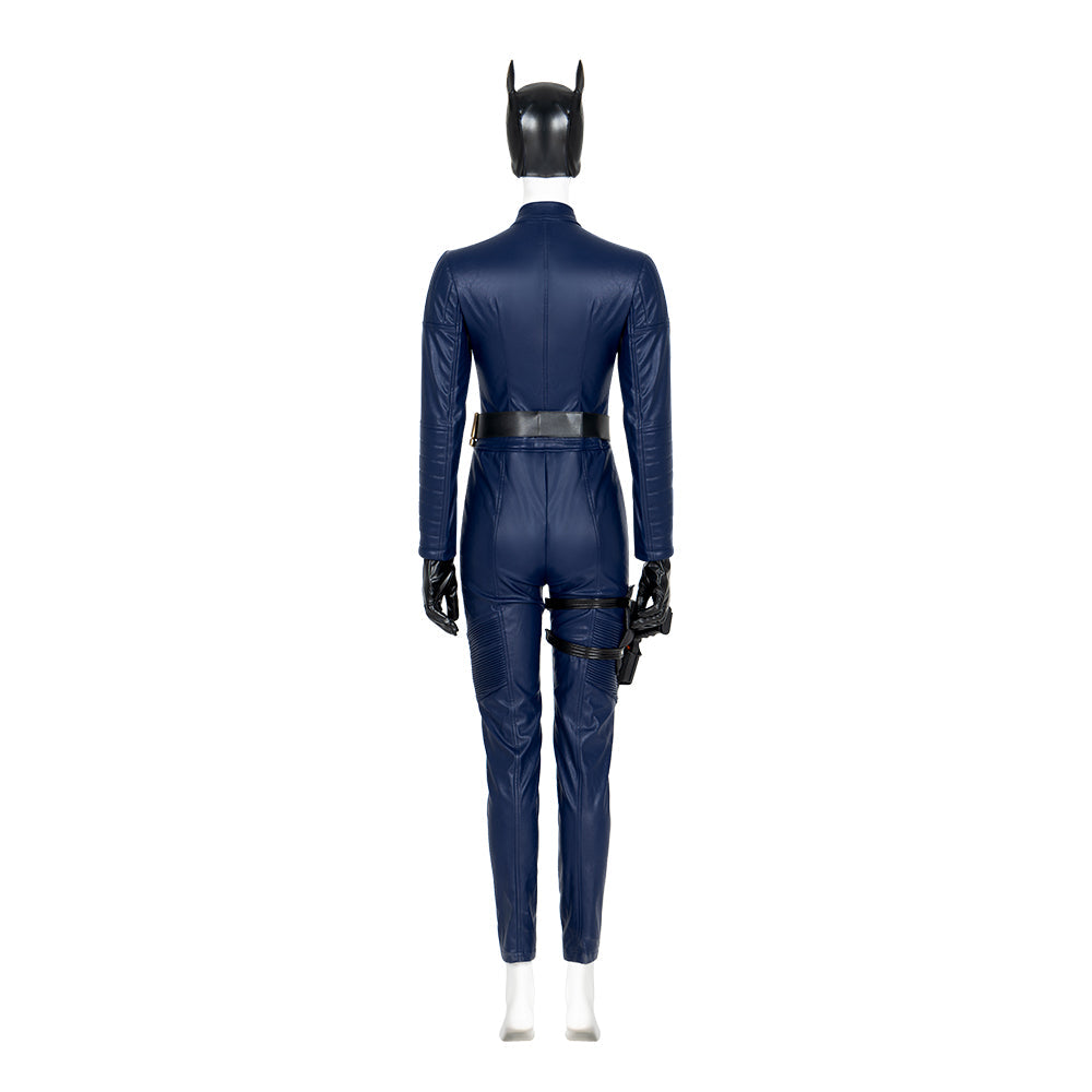 2022 Halloweez Batgirl Cosplay Costume - Barbara Gordon's Iconic Blue Jumpsuit with Cape for Heroic Roleplay - Halloweez