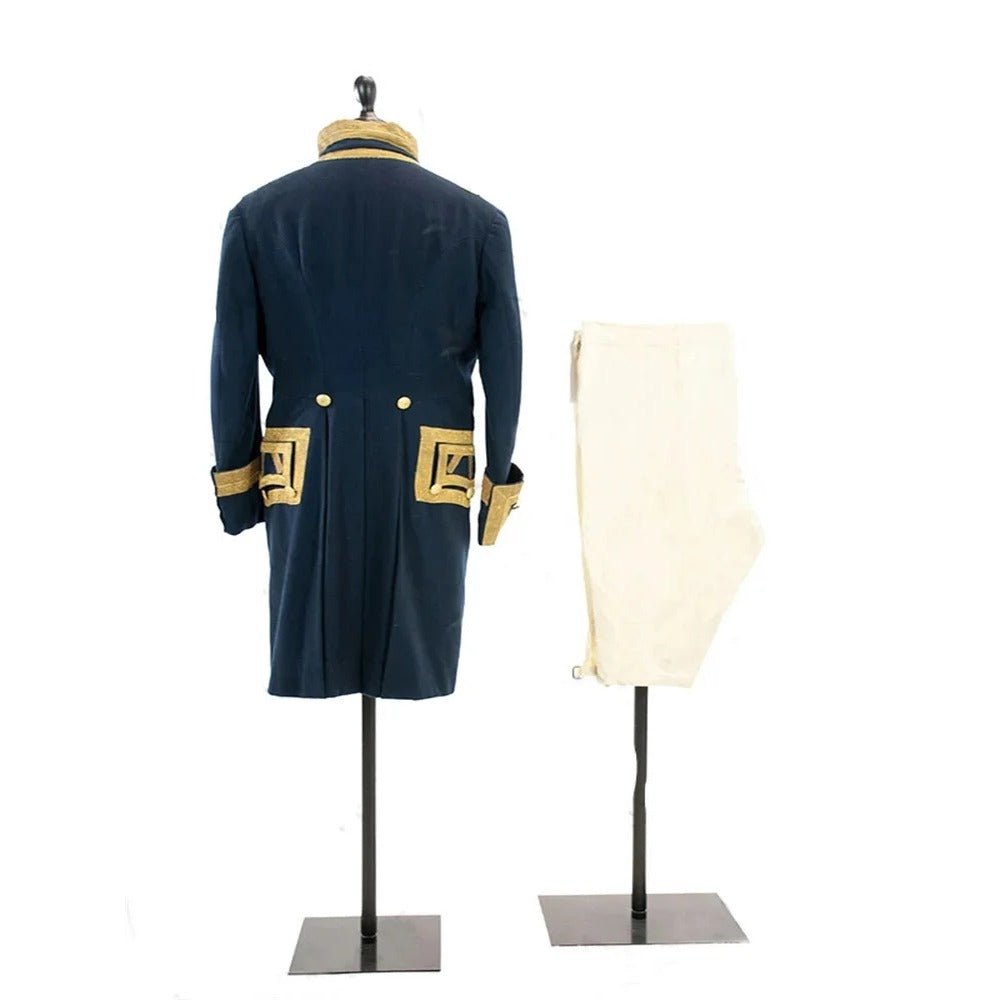 1770s Rococo Louis Era Men's Navy Blue Military Costume - Marie Antoinette Style Suit - Coscosmos