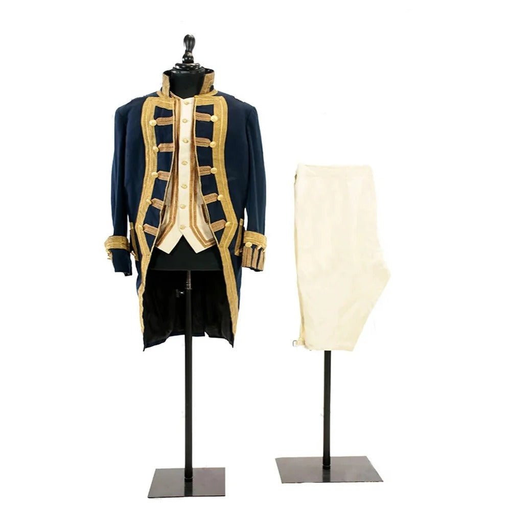 1770s Rococo Louis Era Men's Navy Blue Military Costume - Marie Antoinette Style Suit - Coscosmos