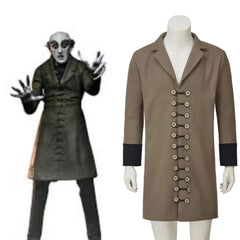 Disfraz de Cosplay del Conde Orlok de Nosferatu de la marca Halloweez para hombre: abrigo largo de vampiro para Halloween