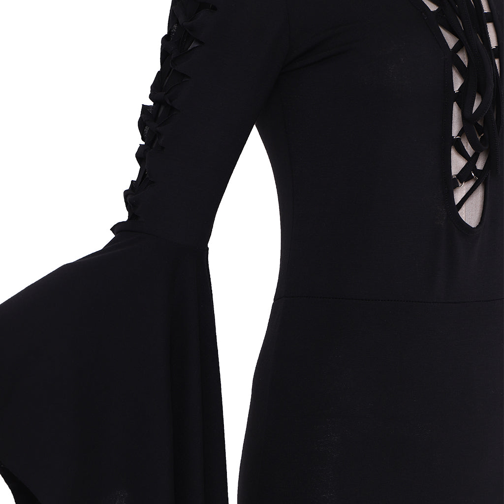 Wednesday Addams Black Dress Cosplay Costume from The Addams Family - Halloweez