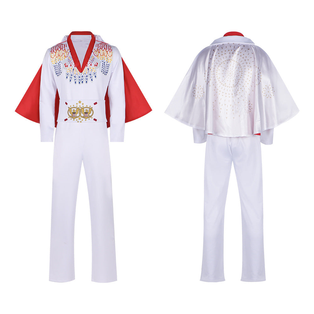 Elvis Presley Rock and Roll Cosplay Costume for Halloween Party and Stage Performance - Halloweez