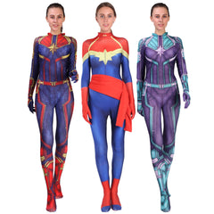 Halloween Captain Marvel Cosplay Costume for Kids and adult - Movie Role-Playing Bodysuit - Halloweez