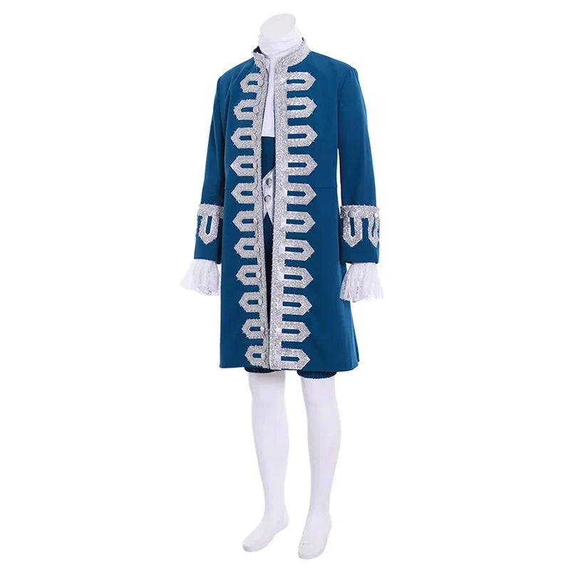 18th - Century British Prince Blue Court Suit - Victorian Colonial Aristocrat Renaissance Costume | Coscomos - Coscosmos