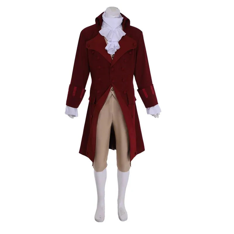 18th Century British Red Suit - Men’s Victorian Rococo Cosplay Costume | Colonial Marquis Outfit - Coscosmos