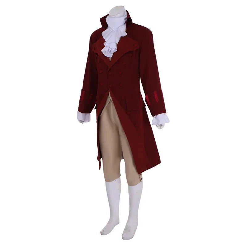 18th Century British Red Suit - Men’s Victorian Rococo Cosplay Costume | Colonial Marquis Outfit - Coscosmos