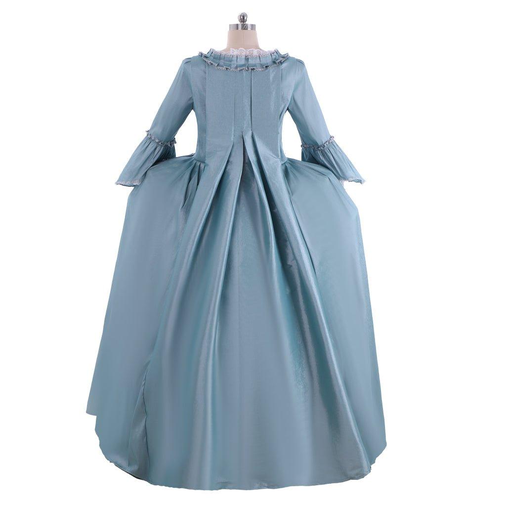 18th Century Marie Antoinette Rococo Dress - A Lavish Azure Ball Gown with Lace - Coscosmos