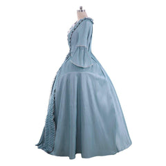 18th Century Marie Antoinette Rococo Dress - A Lavish Azure Ball Gown with Lace - Coscosmos