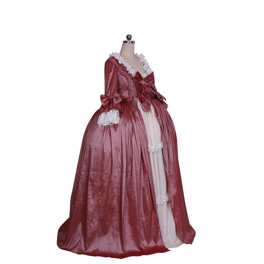 18th Century Marie Antoinette Rococo Dress - Chameleon Hues with Bold Bows - Coscosmos