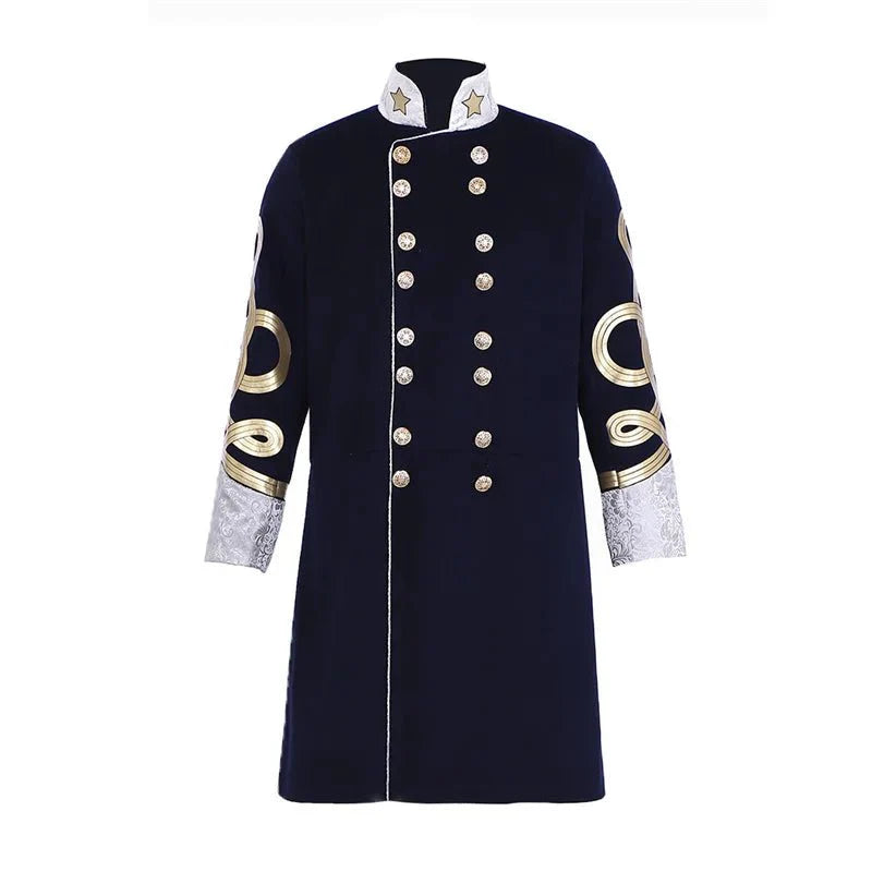 18th Century Men’s Embroidered Retro Jacket - Long Slim Collar Cosplay Coat | Coscosmos Medieval Series - Coscosmos