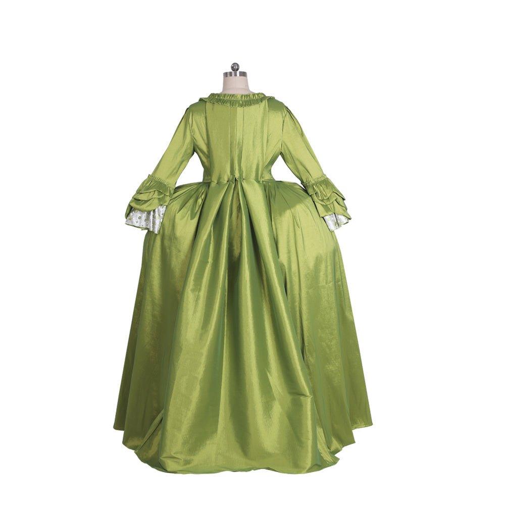 18th Century Rococo Green Apple Dress with Chest Floral - Medieval Elegance by Coscomos - Coscosmos