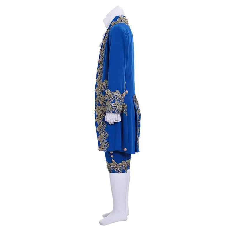 18th Century Rococo Men's Blue Court Suit - Colonial British Costume for Reenactments & Cosplay - Coscosmos