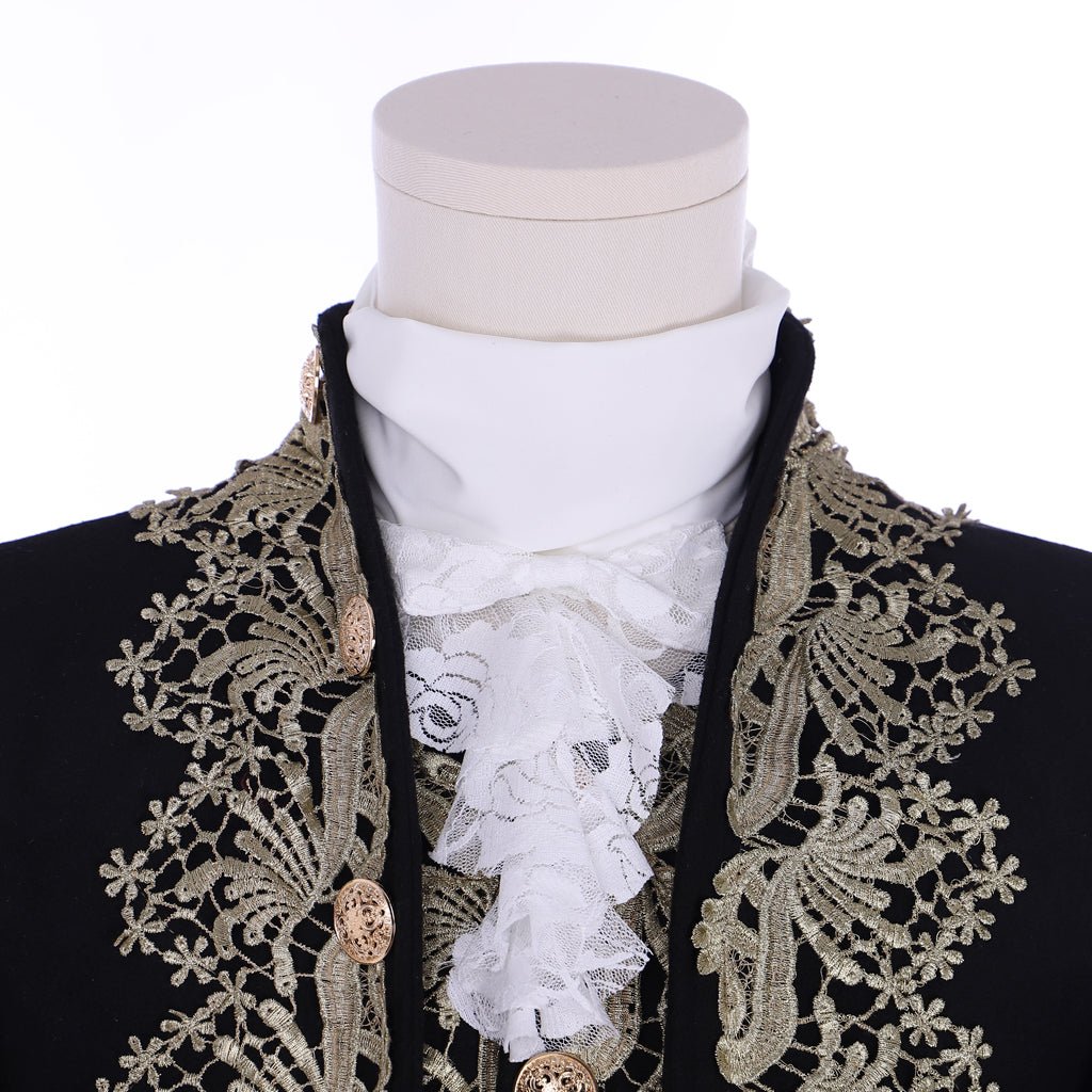 18th Century Rococo Mens Court Costume - Black Colonial Suit - Coscosmos