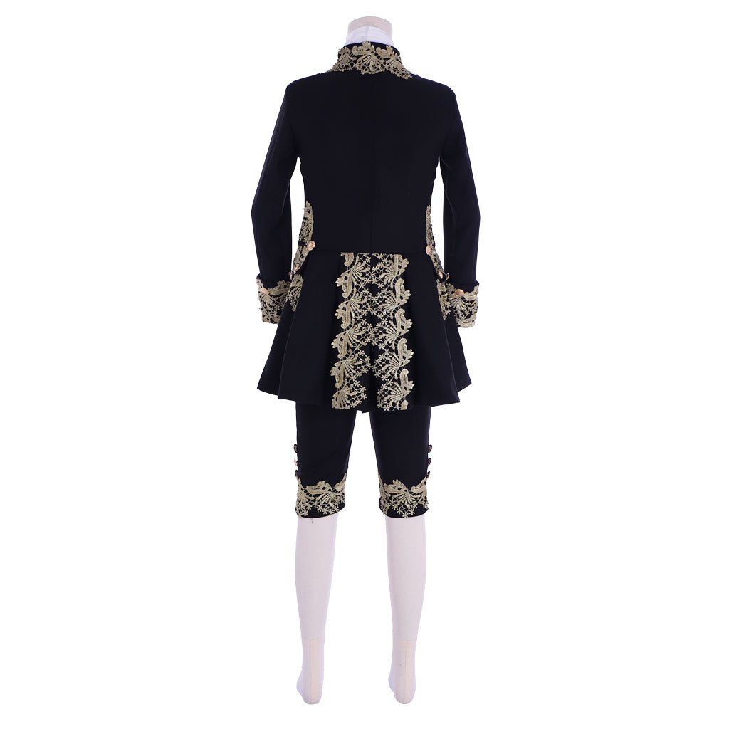 18th Century Rococo Mens Court Costume - Black Colonial Suit - Coscosmos