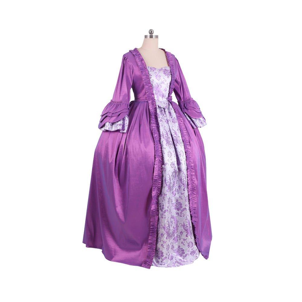 18th Century Rococo Purple Brocade Dress - Embroidered Gown from Coscomos' Medieval Series - Coscosmos