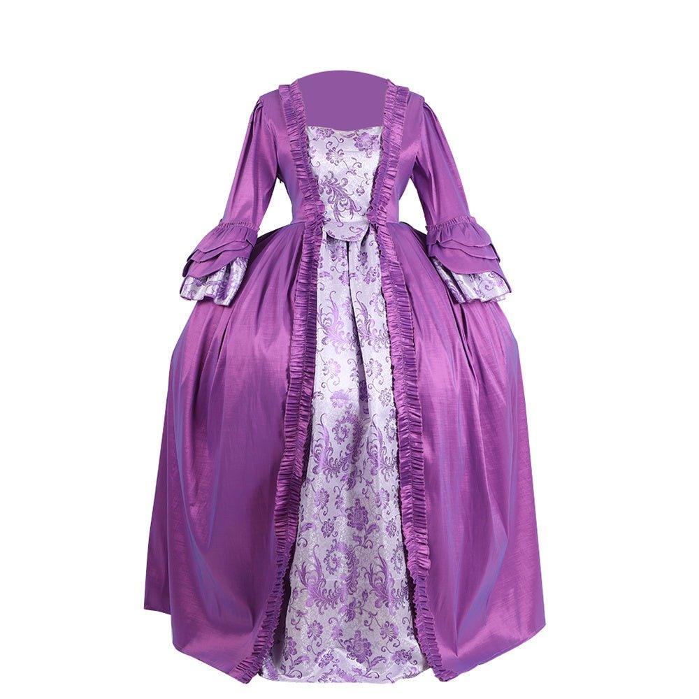 18th Century Rococo Purple Brocade Dress - Embroidered Gown from Coscomos' Medieval Series - Coscosmos