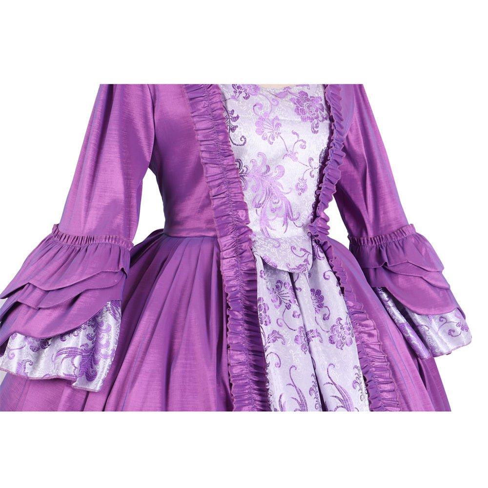 18th Century Rococo Purple Brocade Dress - Embroidered Gown from Coscomos' Medieval Series - Coscosmos