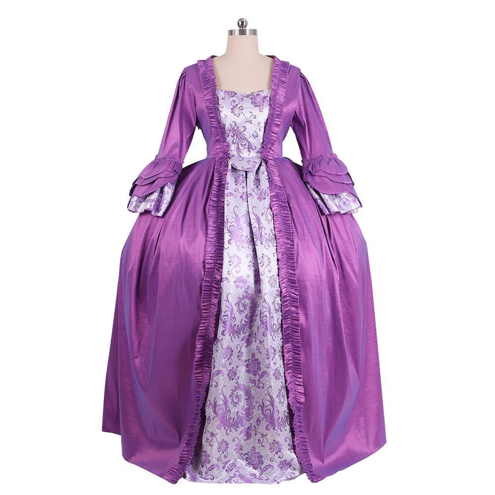 18th Century Rococo Purple Brocade Dress - Embroidered Gown from Coscomos' Medieval Series - Coscosmos