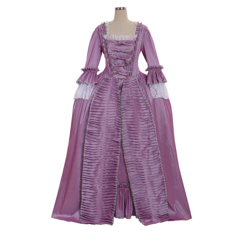 18th Century Rococo Purple Dress - Elegant Lace and Pleats from Coscomos - Coscosmos