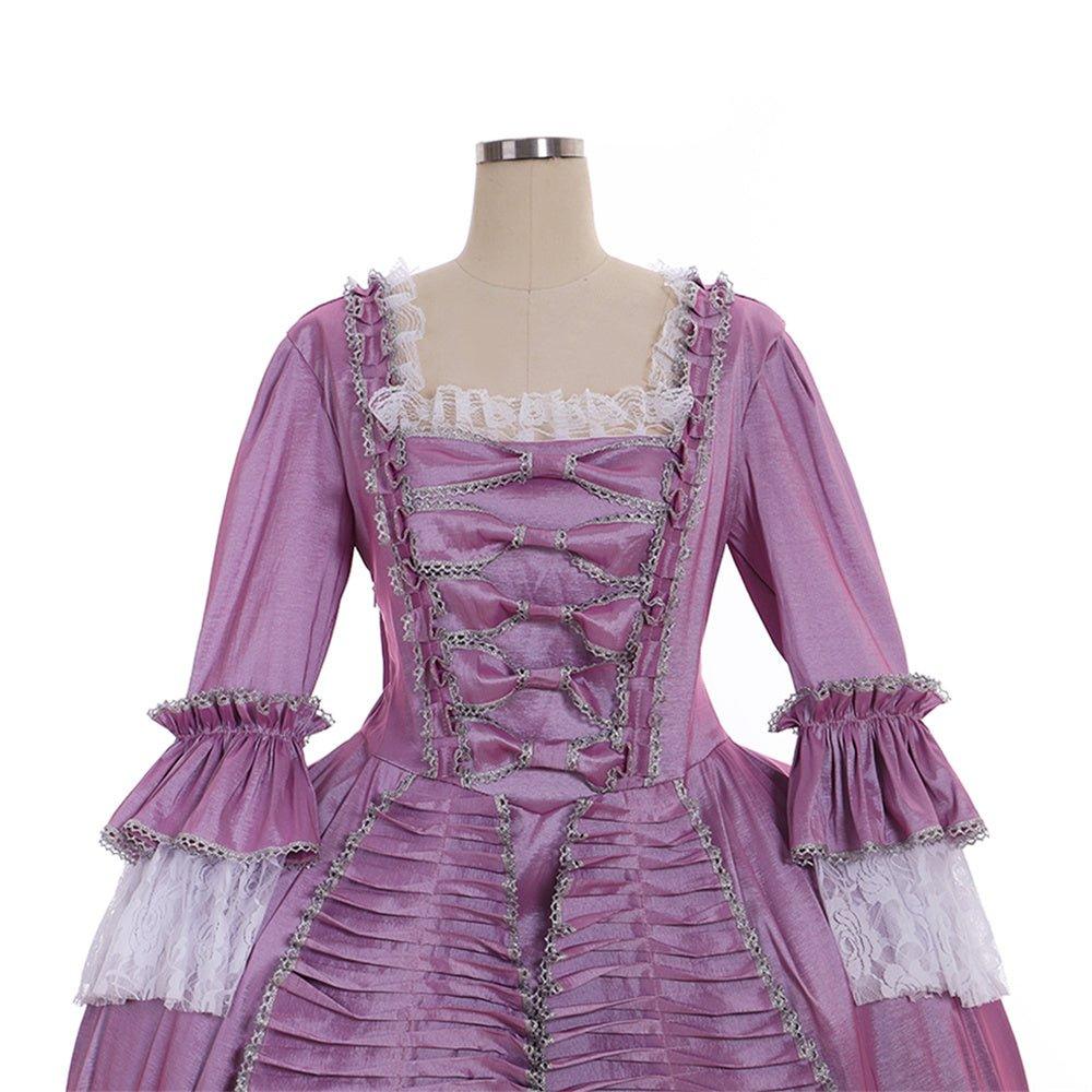 18th Century Rococo Purple Dress - Elegant Lace and Pleats from Coscomos - Coscosmos