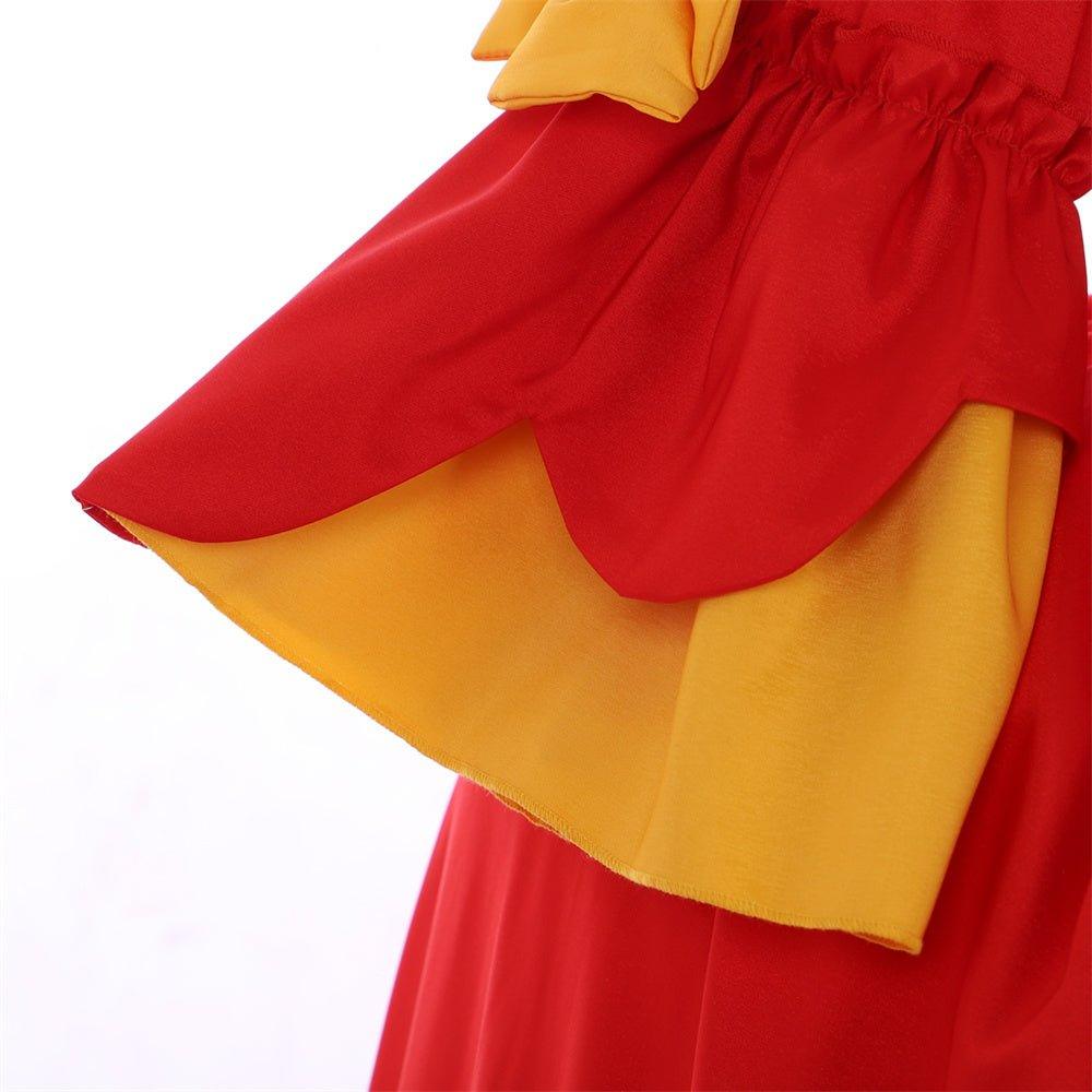 18th Century Rococo Red and Yellow Dress - A Vibrant Marie Antoinette Inspired Costume - Coscosmos