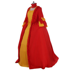 18th Century Rococo Red and Yellow Dress - A Vibrant Marie Antoinette Inspired Costume - Coscosmos