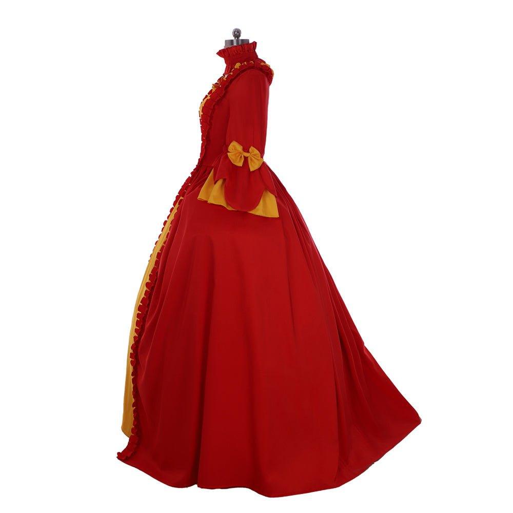 18th Century Rococo Red and Yellow Dress - A Vibrant Marie Antoinette Inspired Costume - Coscosmos