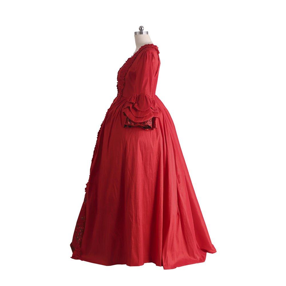 18th Century Rococo Red Dress with Lace - Majestic Marie Antoinette Style from Coscomos - Coscosmos