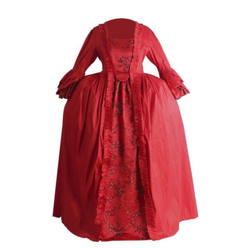 18th Century Rococo Red Dress with Lace - Majestic Marie Antoinette Style from Coscomos - Coscosmos